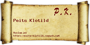 Peits Klotild névjegykártya